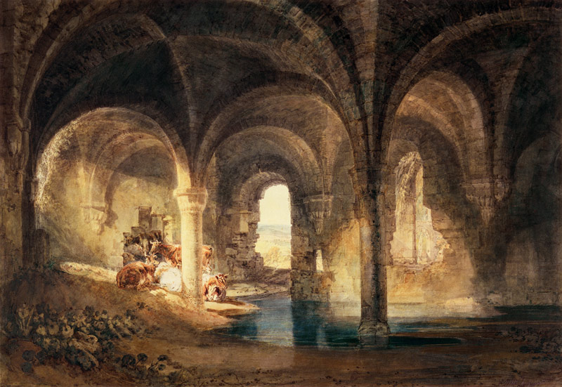 Refectory of Kirkstall Abbey from William Turner