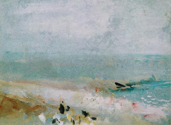 Beach with figures and a jetty. c.1830 (w/c & gouache) from William Turner