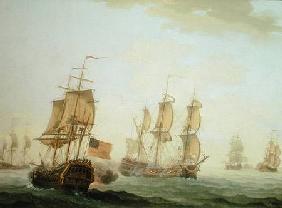 Naval Engagement between a British East Indiaman and a French Warship