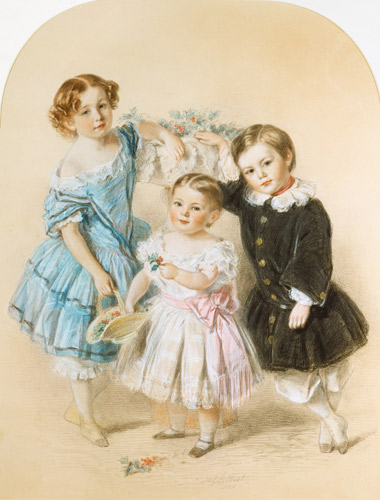Portrait of three young children from Josiah Gilbert