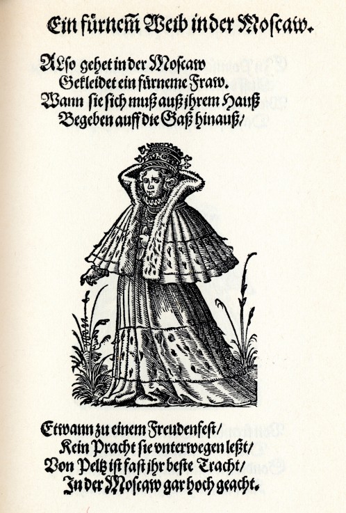 Noble woman of Moscow. From the "Frauentrachtenbuch" (Frankfurt, 1586) from Jost Amman