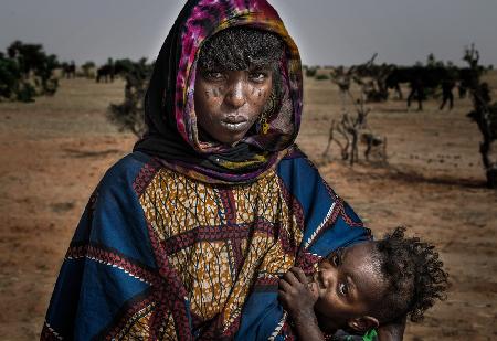 Breastfeeding her child at the gerewol festival - Niger