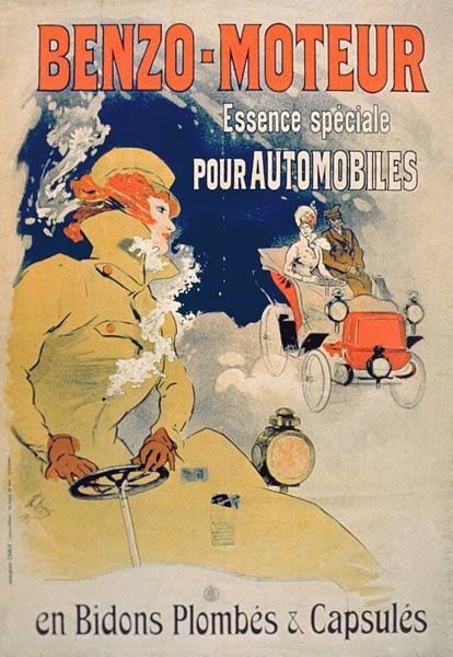 Poster advertising 'Benzo-Moteur' Motor Oil Especially for Automobiles from Jules Chéret