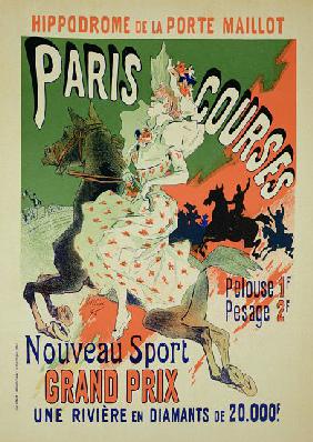 Reproduction of a poster advertising 'Paris Courses', at the Hippodrome de la Porte Maillot, Paris