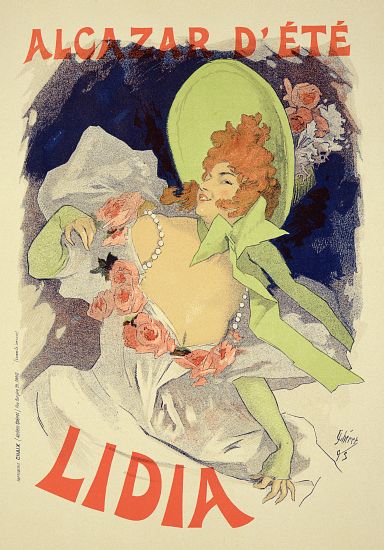 Reproduction of a poster advertising 'Lidia', at the Alcazar d'Ete from Jules Chéret