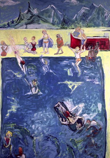 Swimmers in Wengen (oil on canvas)  from Julie  Held