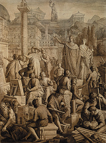 Ludwig I. appoints the German artists staying in Rome to Munich from Julius Schnorr von Carolsfeld