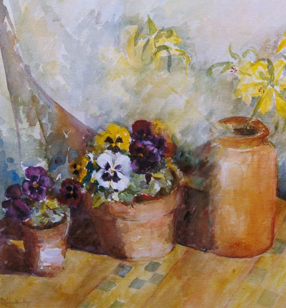 Pansies and Terracotta Pots (w/c)  from Karen  Armitage