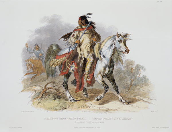 A Blackfoot Indian on Horseback, plate 19 from Volume 1 of 'Travels in the Interior of North America from Karl Bodmer