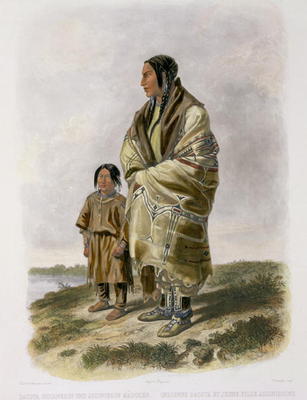Dacota Woman and Assiniboin Girl, plate 9 from volume 2 of `Travels in the Interior of North America from Karl Bodmer