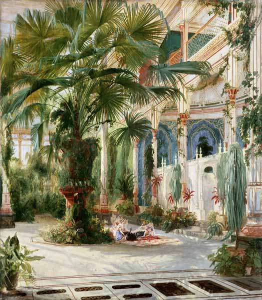 Interior of the Palm House at Potsdam from Carl Eduard Ferdinand Blechen