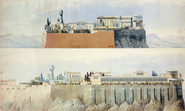 Views on the Akropolis toward East and North from Karl Friedrich Schinkel