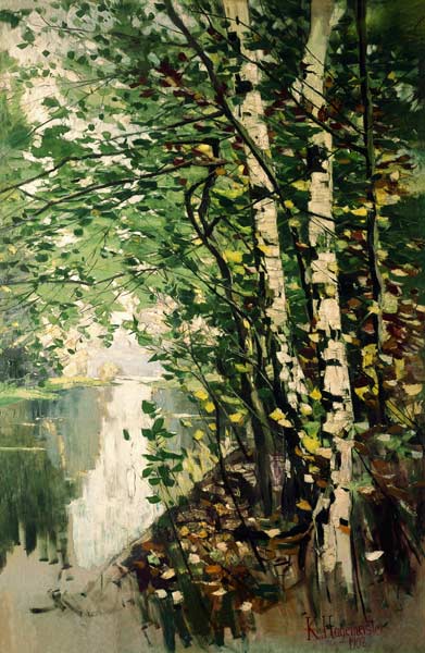 birches at the river from Karl Hagemeister