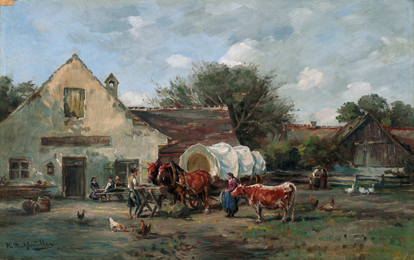 Smallholder waggon in front of a Dachauer inn. from Karl Stuhlmüller