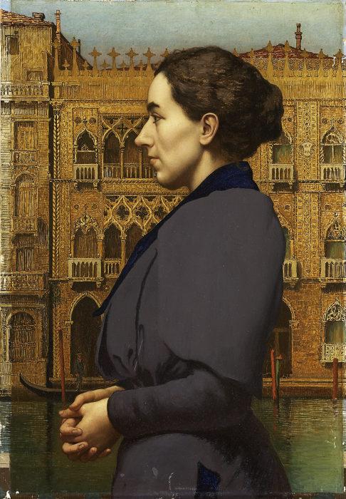 Portrait of Anna Cossmann before Ca d’Oro in Venice from Karl von Pidoll