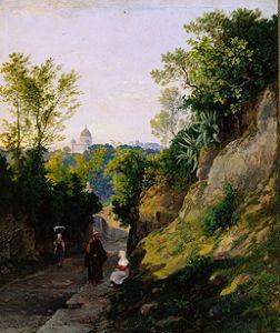 Landscape with view of Rome.