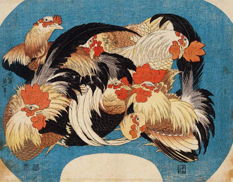 Flock of Chickens from Katsushika Hokusai