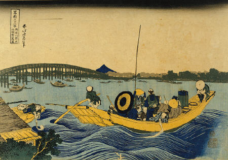 View Of The Evening Glow At Ryogoku Bridge From Onmayagashi from Katsushika Hokusai