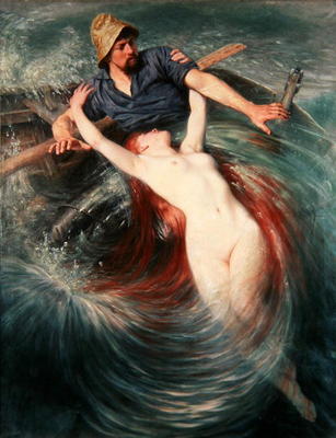 The Fisherman and the Siren (oil on canvas) from Knut Ekvall