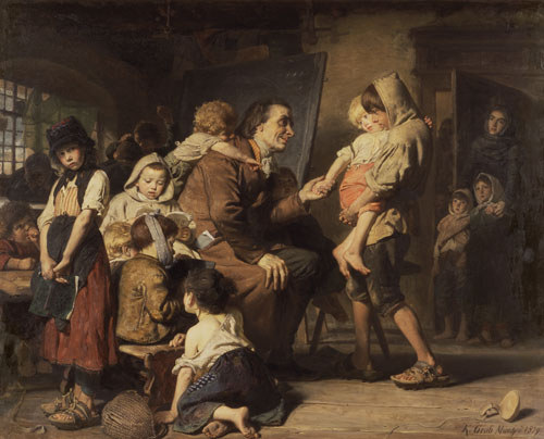 Pestalozzi with the orphans in Stans. from Konrad Grob
