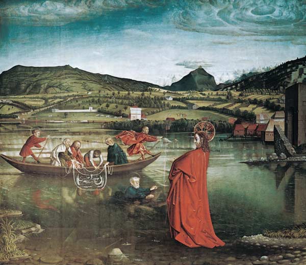 Miraculous Draught of Fishes, from the Altarpiece of Cardinal Francois de Mies, c.1444 from Konrad Witz