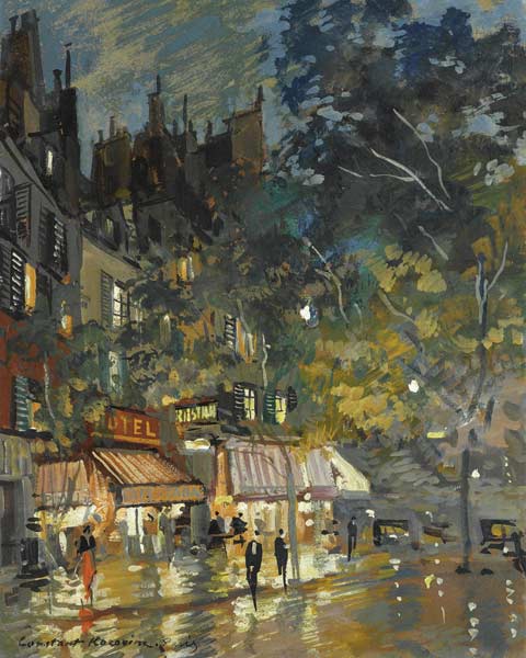 Café in Paris by night from Konstantin Alexejewitsch Korowin