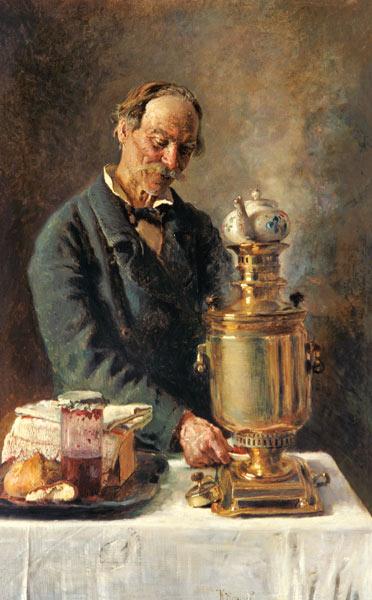 Tea drinker at the samovar