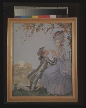 A young Man kneeling before a Lady