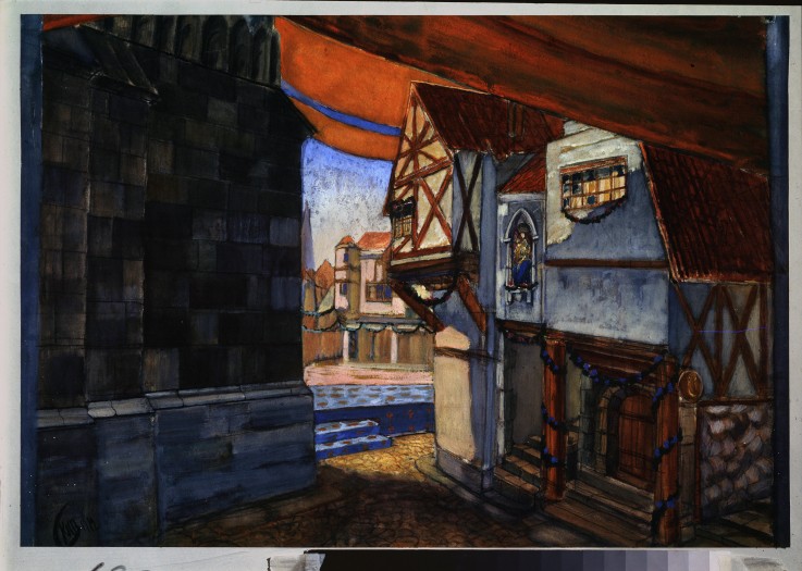 Stage design for the opera The Maid of Orleans by P. Tchaikovsky from Kosjma Ssergej. Petroff-Wodkin