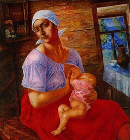 Russian farmer's wife when breastfeeding her baby. from Kosjma Ssergej. Petroff-Wodkin