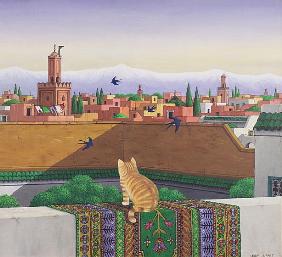 Rooftops in Marrakesh, 1989 (acrylic on linen) 
