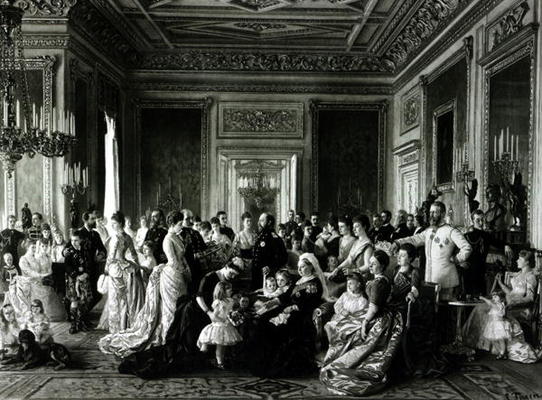 The Family of Queen Victoria, 1887 (engraving) (b/w photo) from Laurits Regner Tuxen