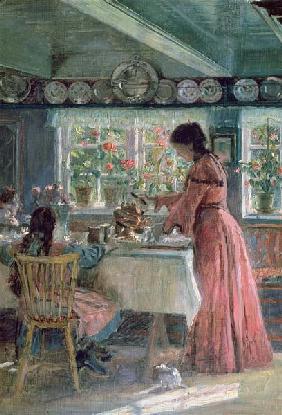 The Coffee is Poured - The Artist's Wife with their 2 daughters