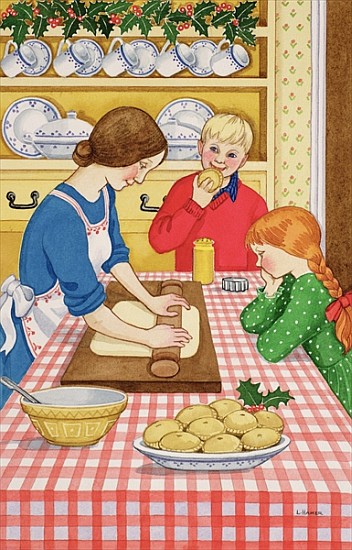 Making Mince Pies (w/c on paper)  from Lavinia  Hamer