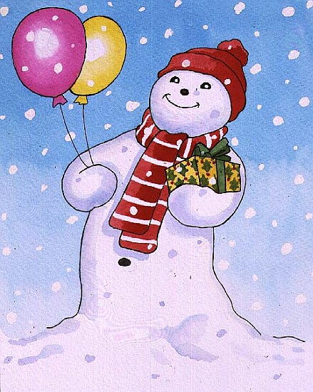 Snowman with Balloons, 1996 (w/c)  from Lavinia  Hamer