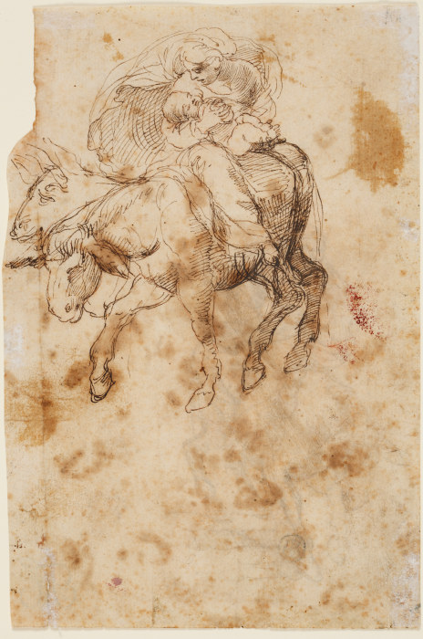 Frau mit Kind auf einem Esel (Maria mit dem Kind) from Lelio Orsi