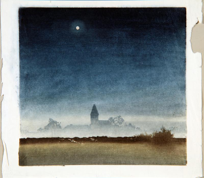 Moonlit Landscape, c.1920 (woodblock) from Leo Frank