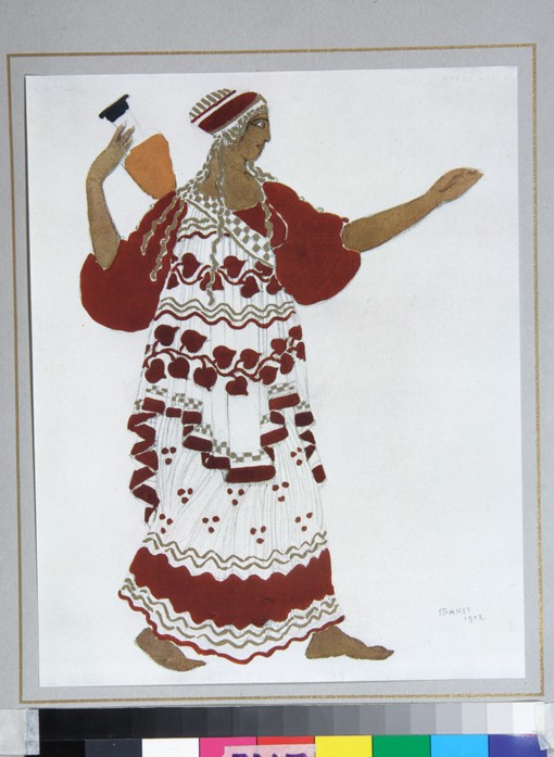 Nymph. Costume design for the ballet The Afternoon of a Faun by C. Debussy from Leon Nikolajewitsch Bakst
