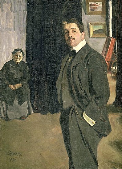 Portrait of Sergei Pavlovich Diaghilev (1872-1929) with his Nurse from Leon Nikolajewitsch Bakst