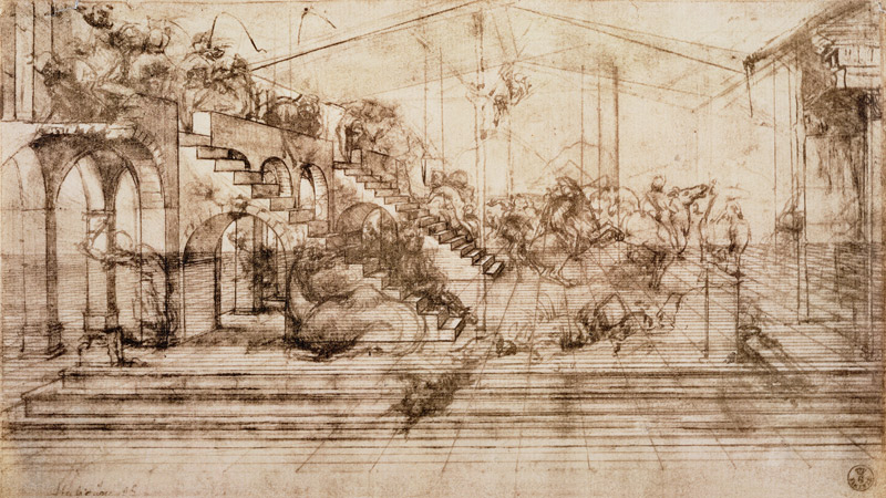 Background perspective sketch for The Adoration of the Magi from Leonardo da Vinci
