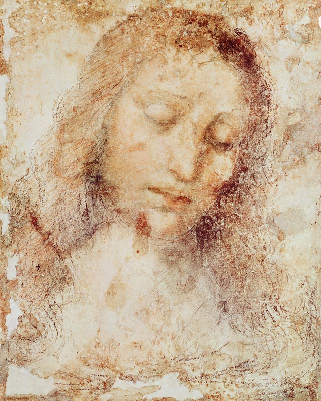 Head of Christ (pencil and wash) from Leonardo da Vinci