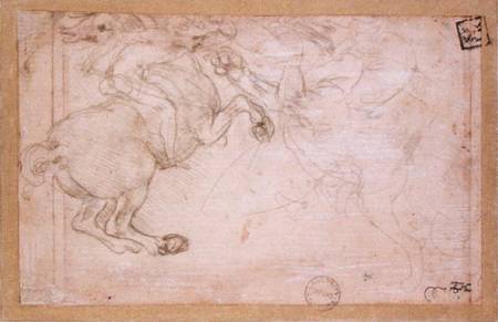 A Horseman in Combat with a Griffin from Leonardo da Vinci