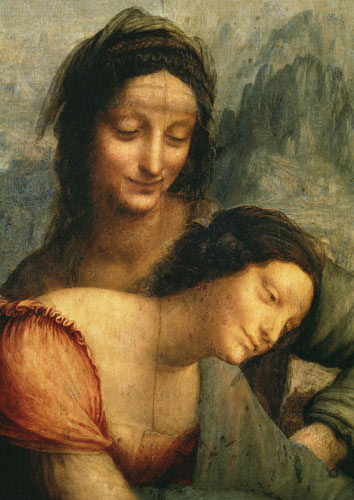 The Virgin and Child with St. Anne, detail of the Virgin and St. Anne from Leonardo da Vinci