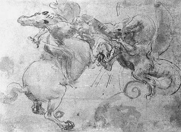 Battle between a Rider and a Dragon, c.1482 (stylus underdrawing, pen and brush on paper)