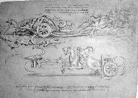Scythed Chariot, c.1483-85 (pen and ink on paper)