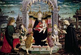 Virgin and Child Enthroned with St. John the Evangelist and the Blessed Giacomo Bertoni