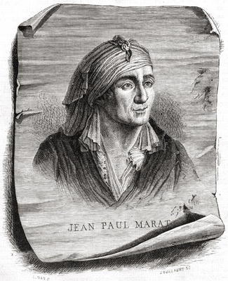 Portrait of Jean Paul Marat (1743-93) engraved by Jean Baptiste Amedee Guillaume (1822-93) (engravin from Leopold Mar