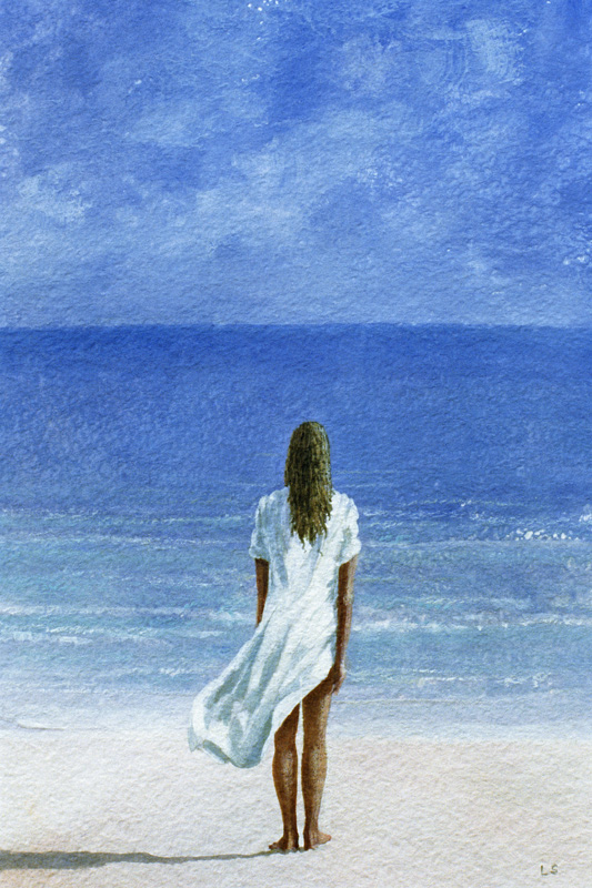 Girl on beach, 1995 (watercolour on paper)  from Lincoln  Seligman
