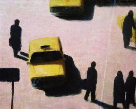 New York Taxis, 1990 (acrylic on canvas) 