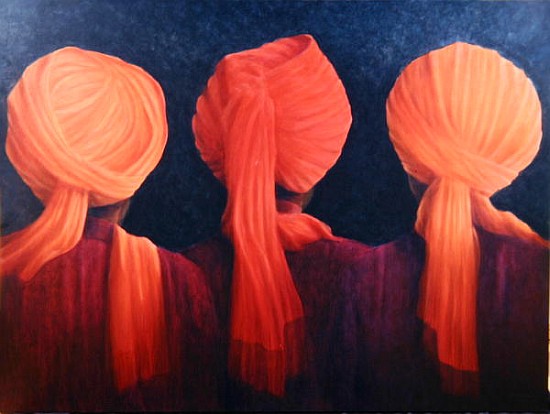 Turban Triptych, 2005 (acrylic)  from Lincoln  Seligman